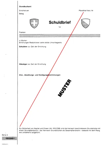 Grundbuch Schuldbriefformular Vorderseite